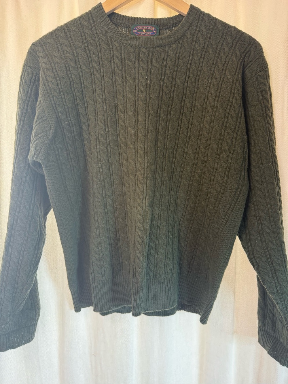 Charter Club Wool Cable Knit Crewneck Sweater